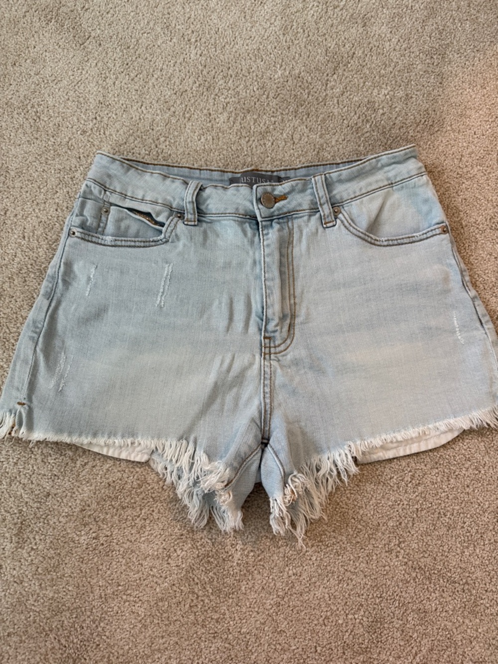 Just USA Light Wash Distressed Denim Shorts